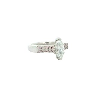 0.76ct D VVS Marquise and Pink Diamond Engagement Ring