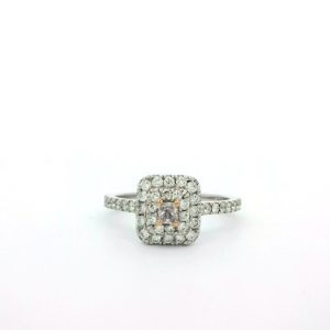 0.14ct Light Pink Diamond Double Halo Ring