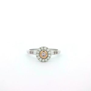 0.07ct 5P Round Pink Diamond Petite Halo Ring