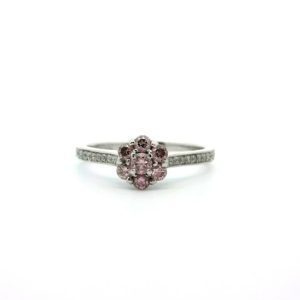 0.325ct 4P SI Pink Diamond Cluster Ring