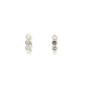 0.75ct Triple Drop PInk and White Diamond Huggie Earrings