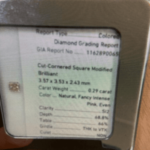 DPD2501105 - 0.29ct FIPP SI Cushion Pink Diamond